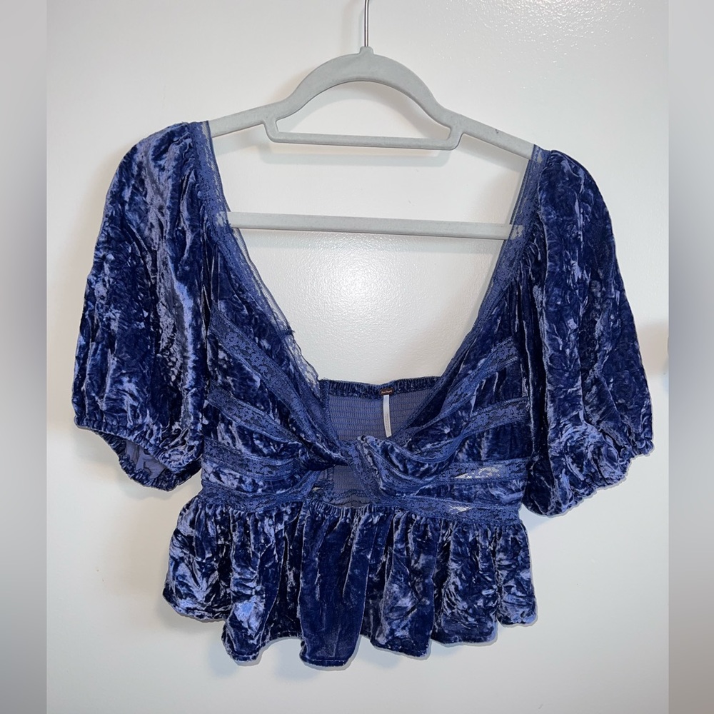 Free People Velvet Navy Top